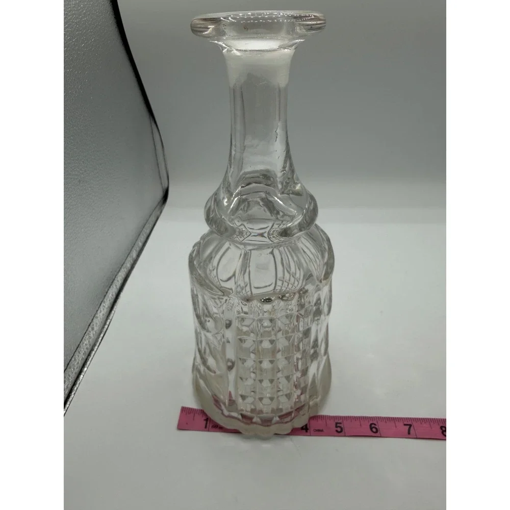Antique EAPG Boston Sandwich‎ Glass Waffle & Thumbprint Bar Bottle